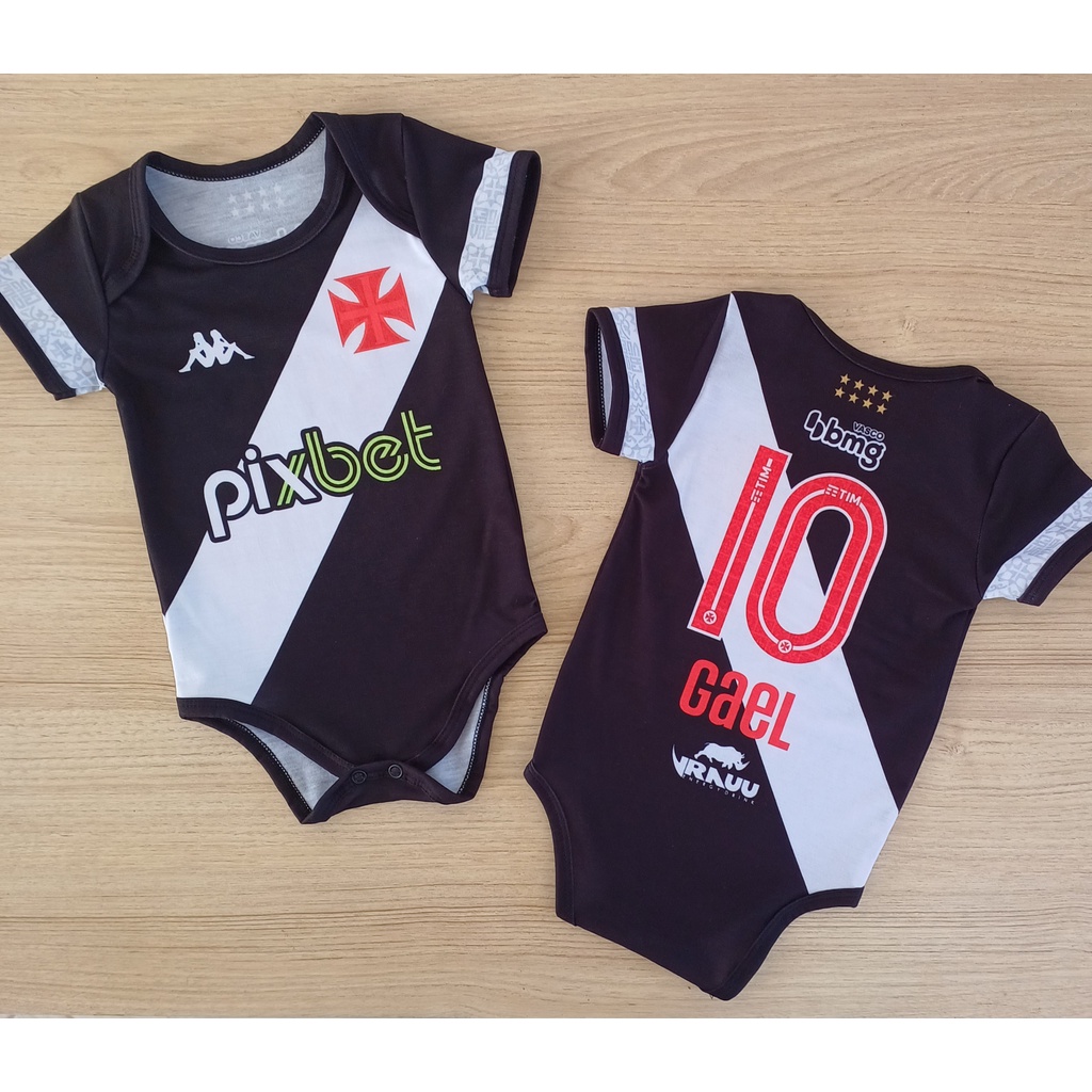 Body de bebê personalizado com nome times de futebol Vasco da Gama