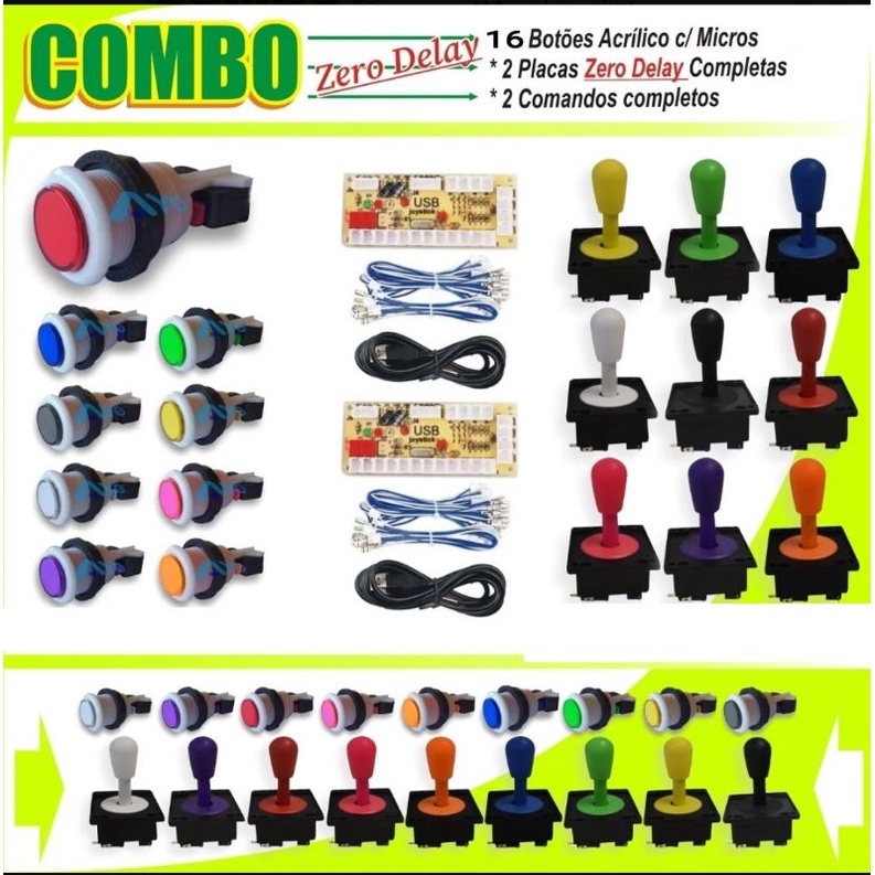Kit Fliperama arcade video game completo para 2 jogadores em Oferta na Shopee