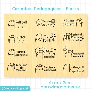 Carimbo Pedagógico Flork Meme - Carimbo Escolar Infantil para Professores 4cm em Oferta na Shopee