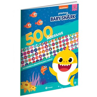 Livro 500 adesivos Baby Shark Com Atividades e Desenhos Para colorir Culturama POP Infantil Pintar Jogo