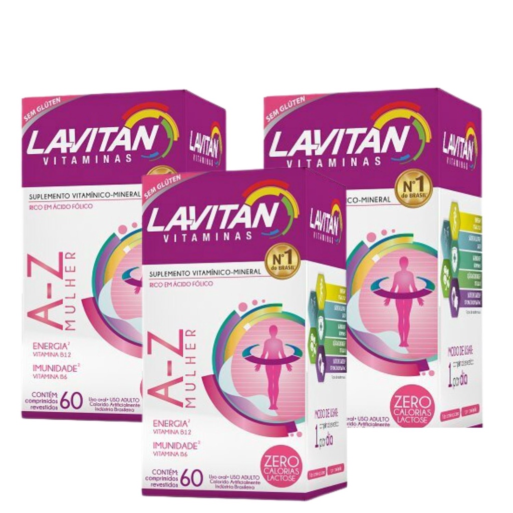 Kit 3 Suplemento Vitaminico Lavitan Mulher AZ c/60