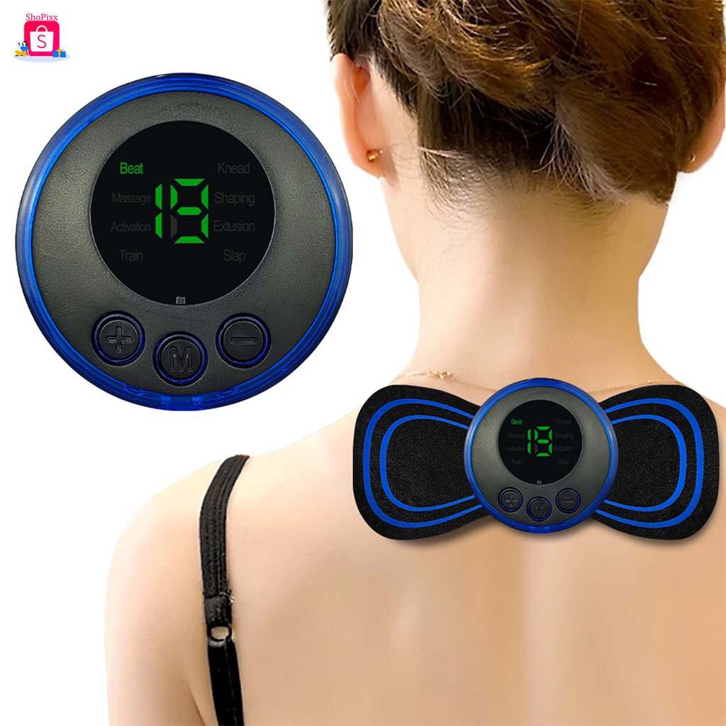 Mini Massageador Elétrico Portátil Cervical EMS Alivia Dores Corpo Pescoço