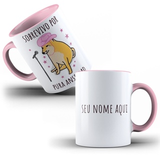 Caneca de Porcelana Sobrevivo por pura ansiedad / ansiedade / RBD - Salvame (Rebelde) em Oferta na Shopee