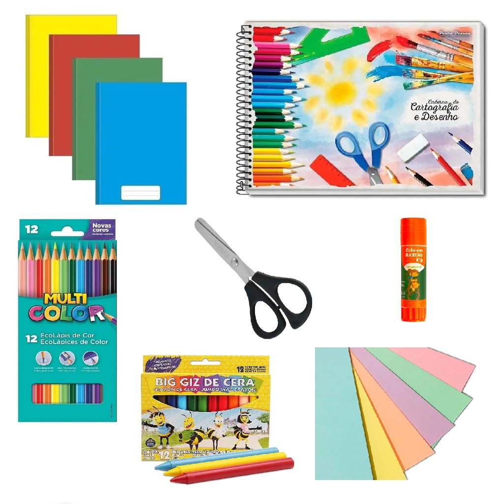 Kit Escolar Material Volta as Aulas - Kit 1 - Monte seu kit | Shopee Brasil