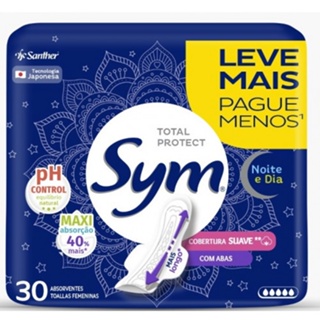Absorvente Sym Noite&dia 30 Unidades Com Abas Cobertura Suave em Oferta na Shopee