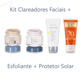 Kit Clareador facial Rosto Protetor solar 70 Abelha Rainha Melasma Mancha de sol Espinhas Acnes Sardas Uniformiza tom da pele