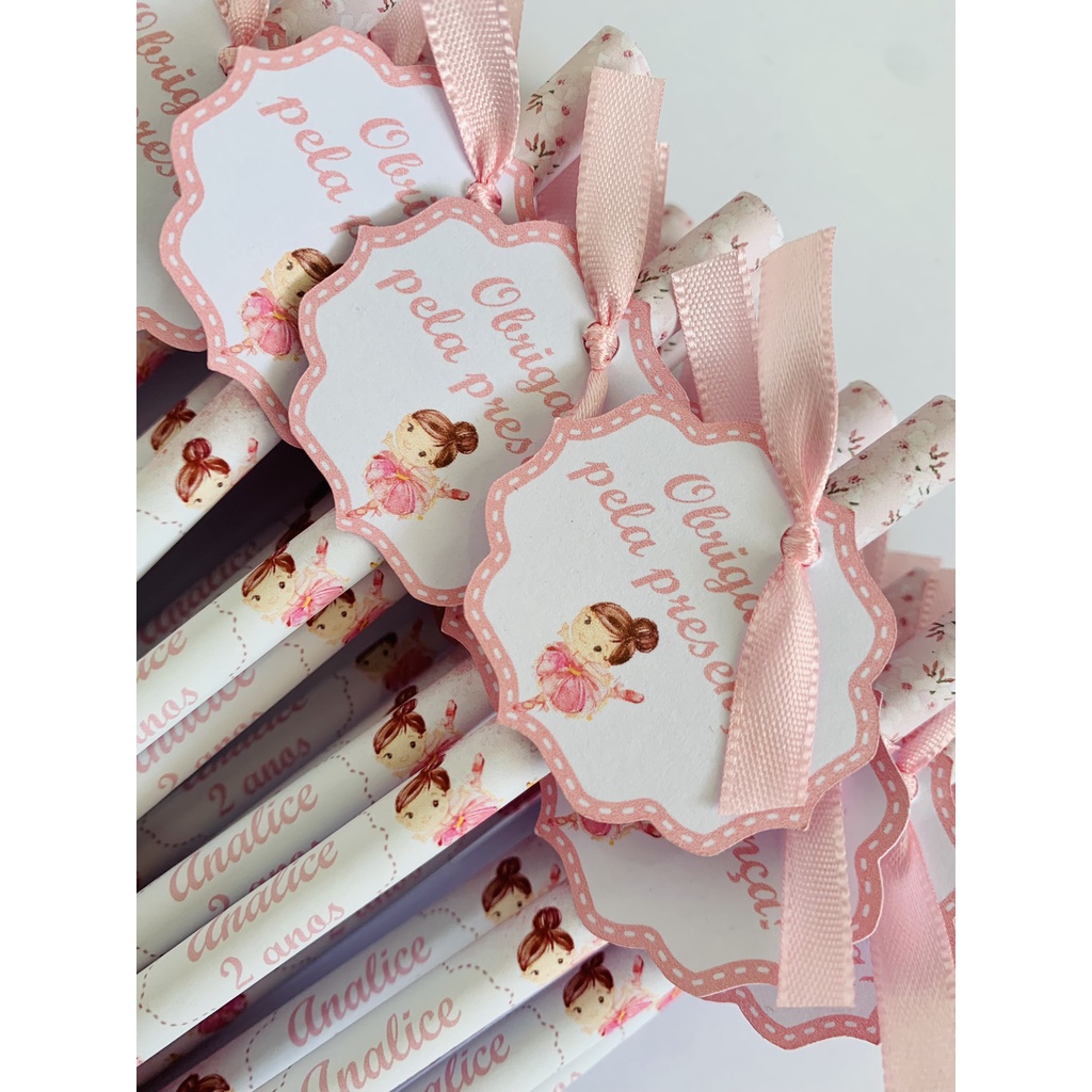 kit lápis personalizado lembrança lembrancinha aniversário chá de bebê bailarina