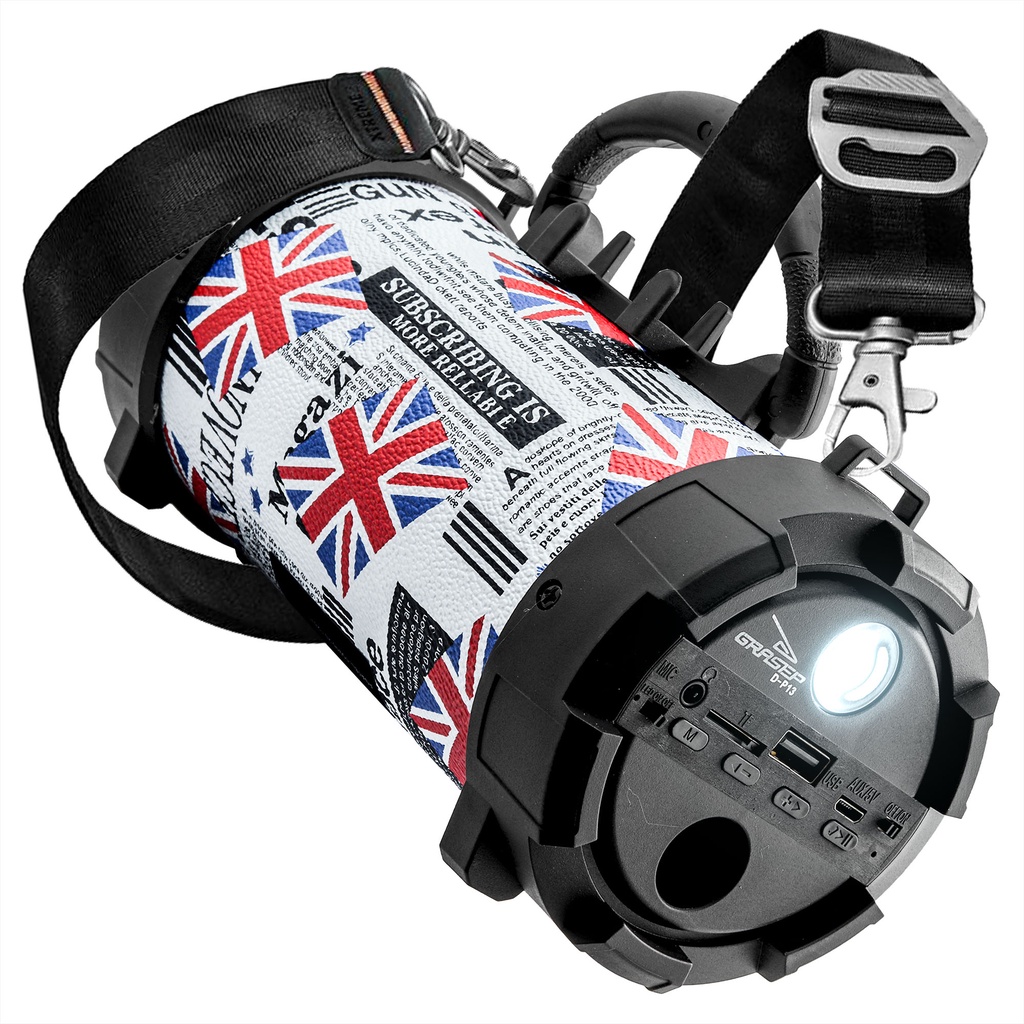 Caixa de Som Grasep Bluetooth Amplificada P2 Portátil Microfone USB SD FM