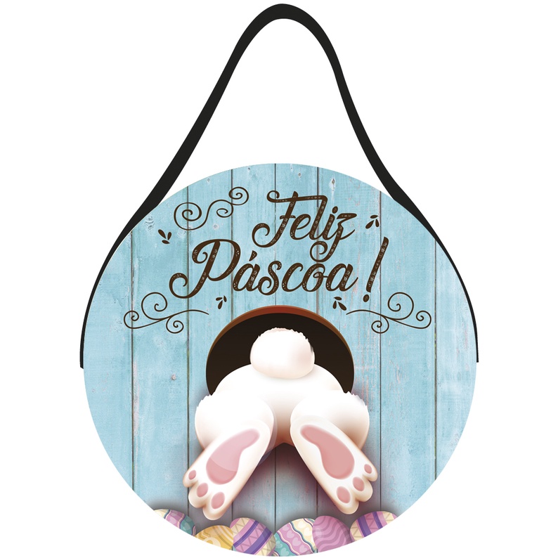 Placa com Corda Redonda Feliz Páscoa Patas em Oferta na Shopee