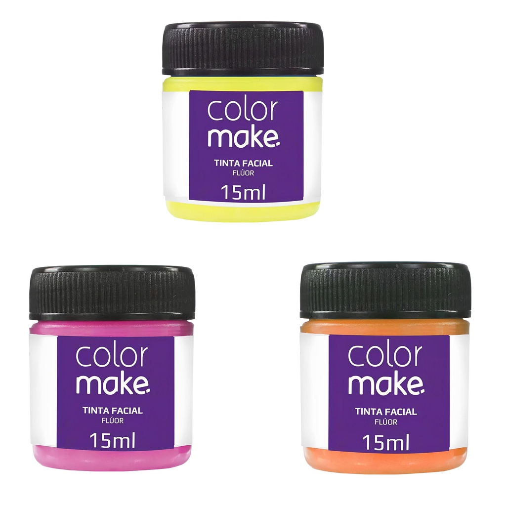 Tinta liquida Facial 15ml Florescente Neon Colormake Várias Cores / Tinta Pintura Artística Para Rosto