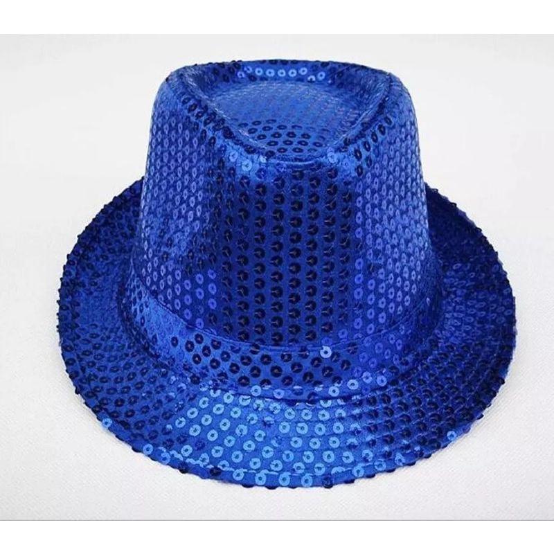 chapéu cartola azul com lantejoulas para fantasia festa carnaval em Oferta na Shopee