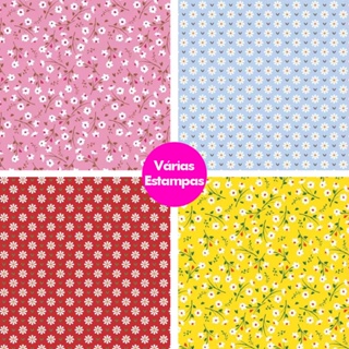 Tecido Tricoline Floral 100% Algodão 0,50mt x 1,50mt Estampa Flores em Oferta na Shopee