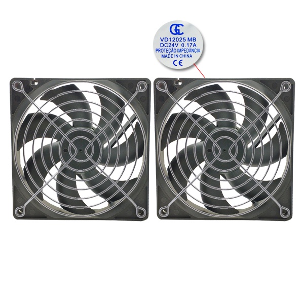 2pcs Ventilador Ventoinha Cooler 120x120x25mm 24v C/ GRADE