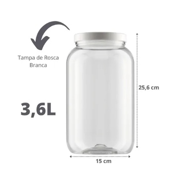 Pote De Plastico 3,6 Litros Modelo Stock Transparente Com Tampa - Porta Mantimentos Plastico