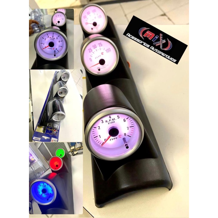 Coluna conta giros rpm, pressao de oleo e temperatura de agua univeral 7 cores em Oferta na Shopee
