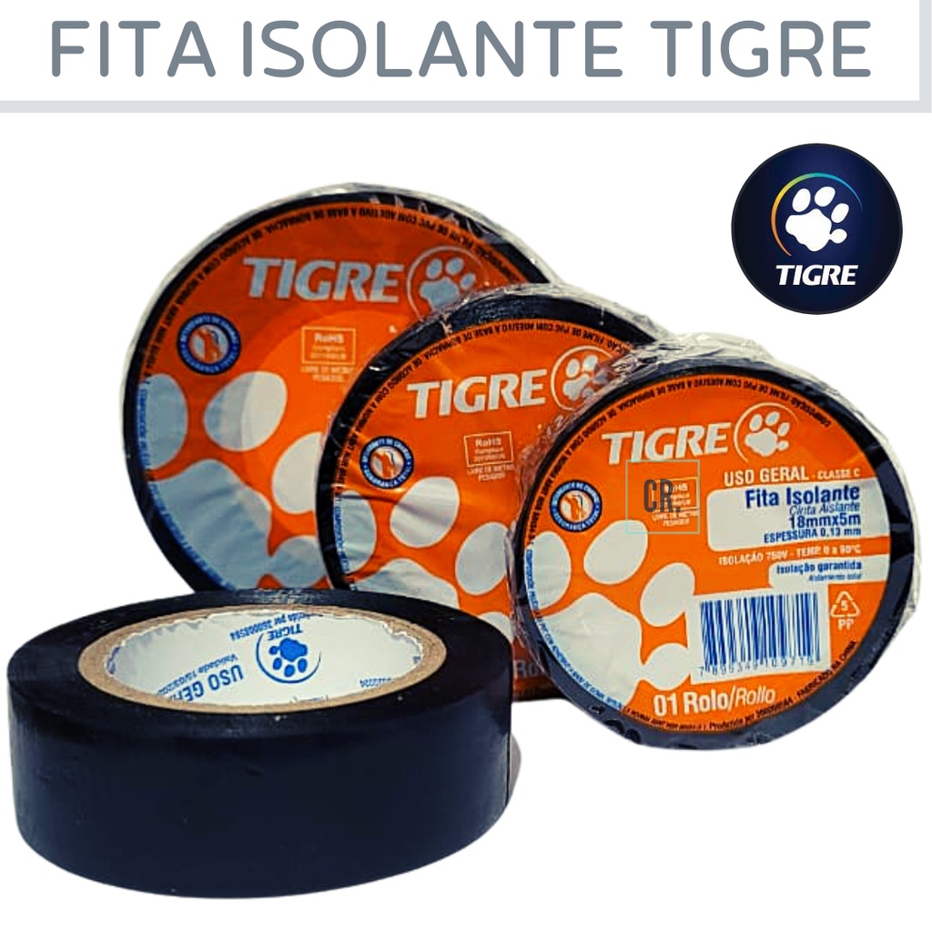 Fita Isolante Tigre AntiChamas Uso Geral 5mts 10mts ou 20mts Multiuso Preta Exelente Qualidade.