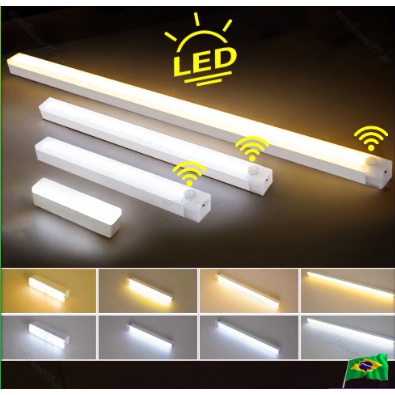 Lâmpada noturna LED com sensor de movimento sem fio USB recarregável para lâmpada de armár...