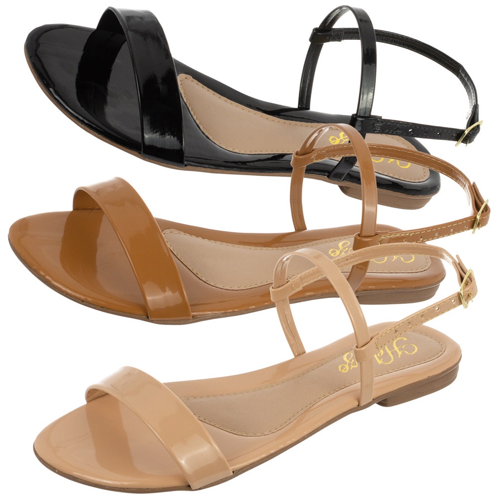 Sandália Básica Feminina Linda Delicada Verniz Preto, Caramelo e Bege Tamanho Especial do 34 ao 43 Grande em Oferta na Shopee
