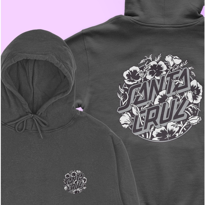 Moletom Canguru Santa Cruz Flores Preta e Branca Novo!