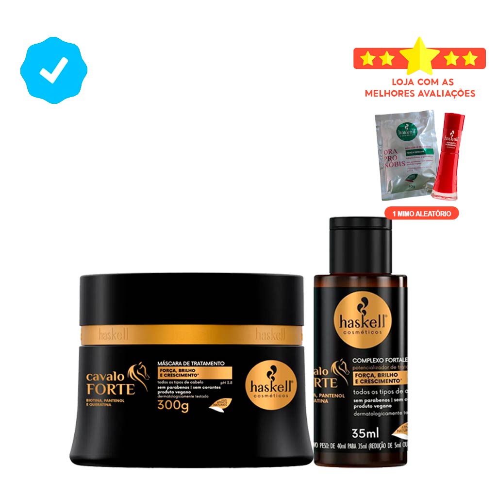 Haskell Mascara Cavalo Forte 300g + Complexo Fortalecedor (Tônico) Haskell