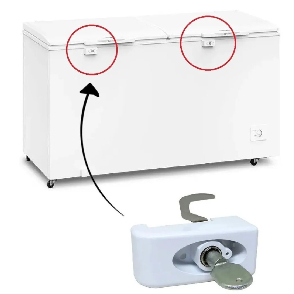 Fechadura com Chave Para Freezer Electrolux H160 H400 H500 Oriignal