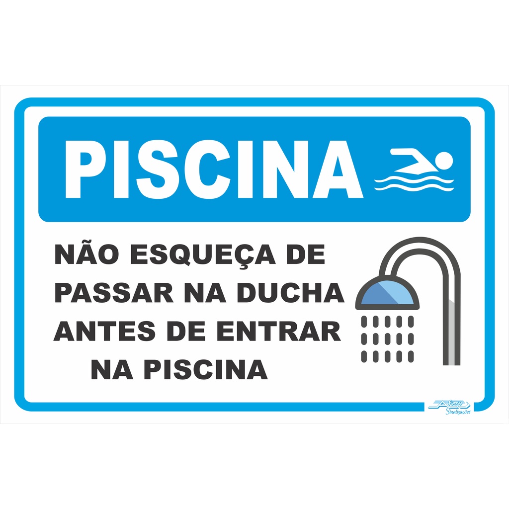 Placa Passar Na Ducha Antes De Entrar Na Piscina 30x20 Shopee Brasil