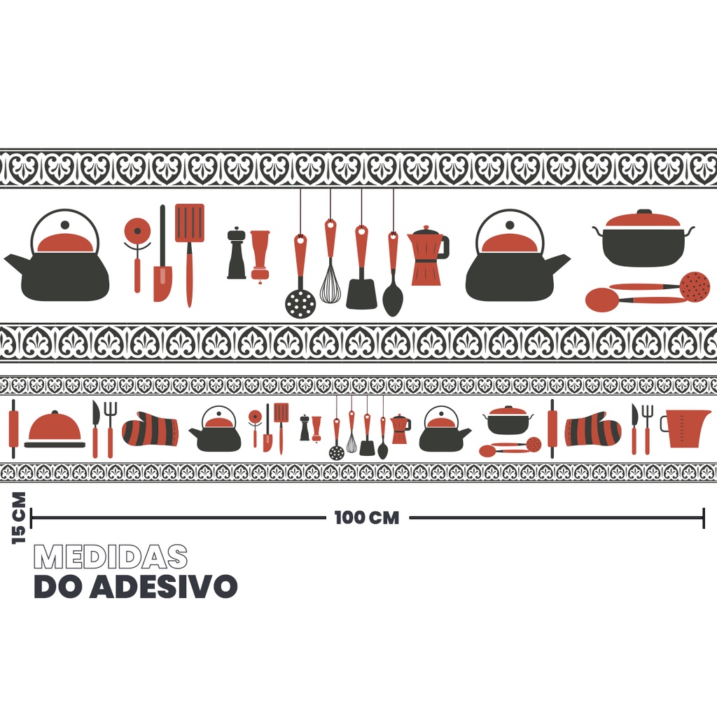 Faixa Borda Adesiva Decorativa 110x15 cm Papel de Parede Cozinha · foto 2