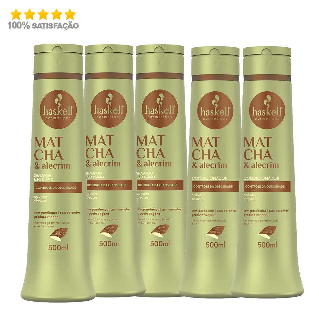 Haskell Alecrim 500ml 3 Shampoos + 2 Condicionadores 500ml