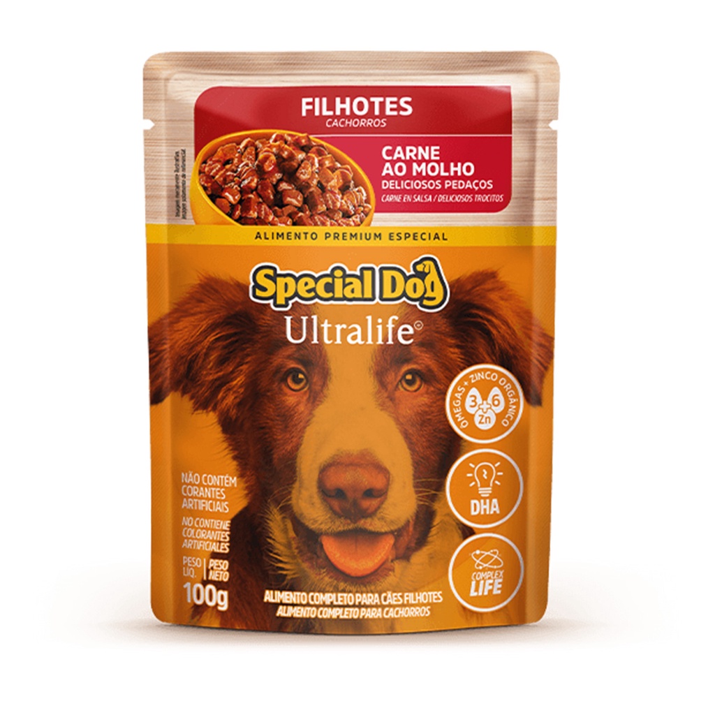 Sachê Racao Úmida Para Pet Special Dog 100g Ração Úmida Macia Sabor Carne Filhotes