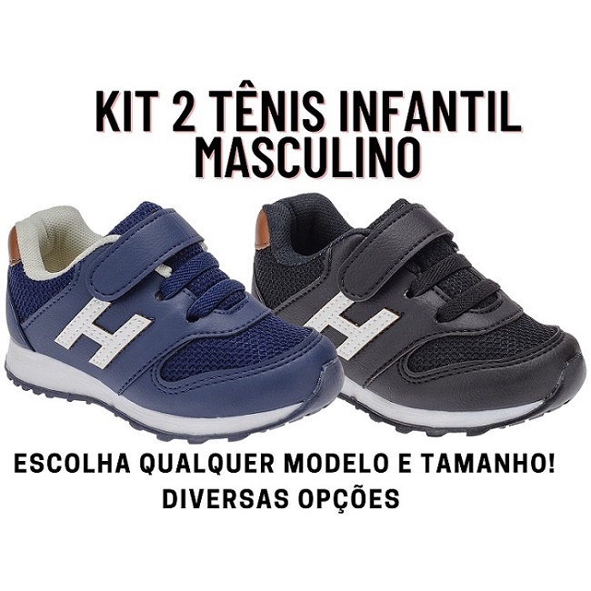 Kit 2 tenis infantil masculinos sapatos de meninos tenis infantil masculino.