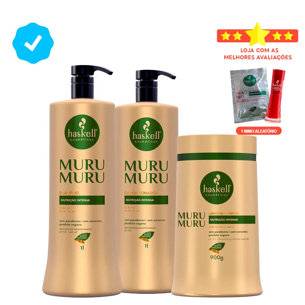 Kit Haskell Murumuru Shampoo Condicionador Máscara 1l/900g