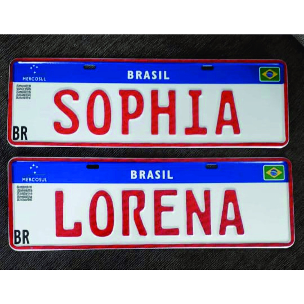 Placa De Carro Mercosul Personalizada Decorativa Com Nome | Shopee Brasil