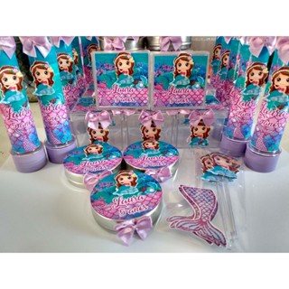 kit festa sereia personalizado 60 itens conforme anuncio