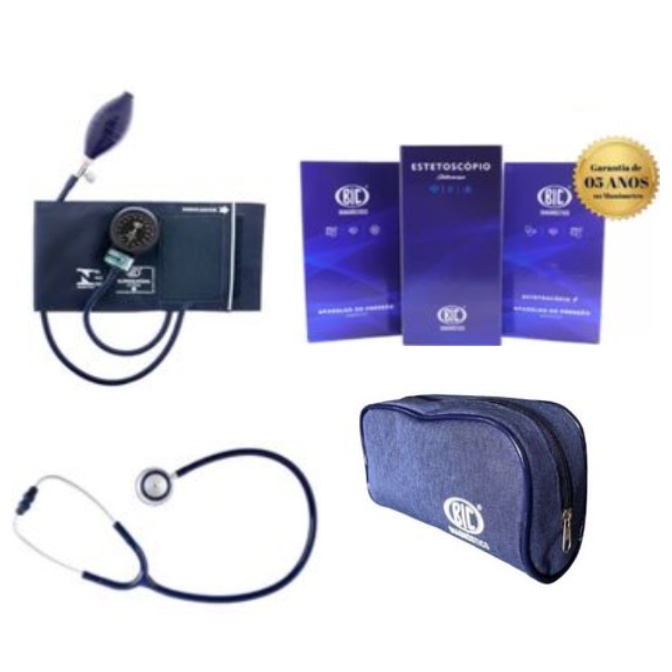Conjunto Aparelho de Pressão Adulto Nylon + Estetoscópio Adulto Duplo – BIC DIAGNÓSTICO