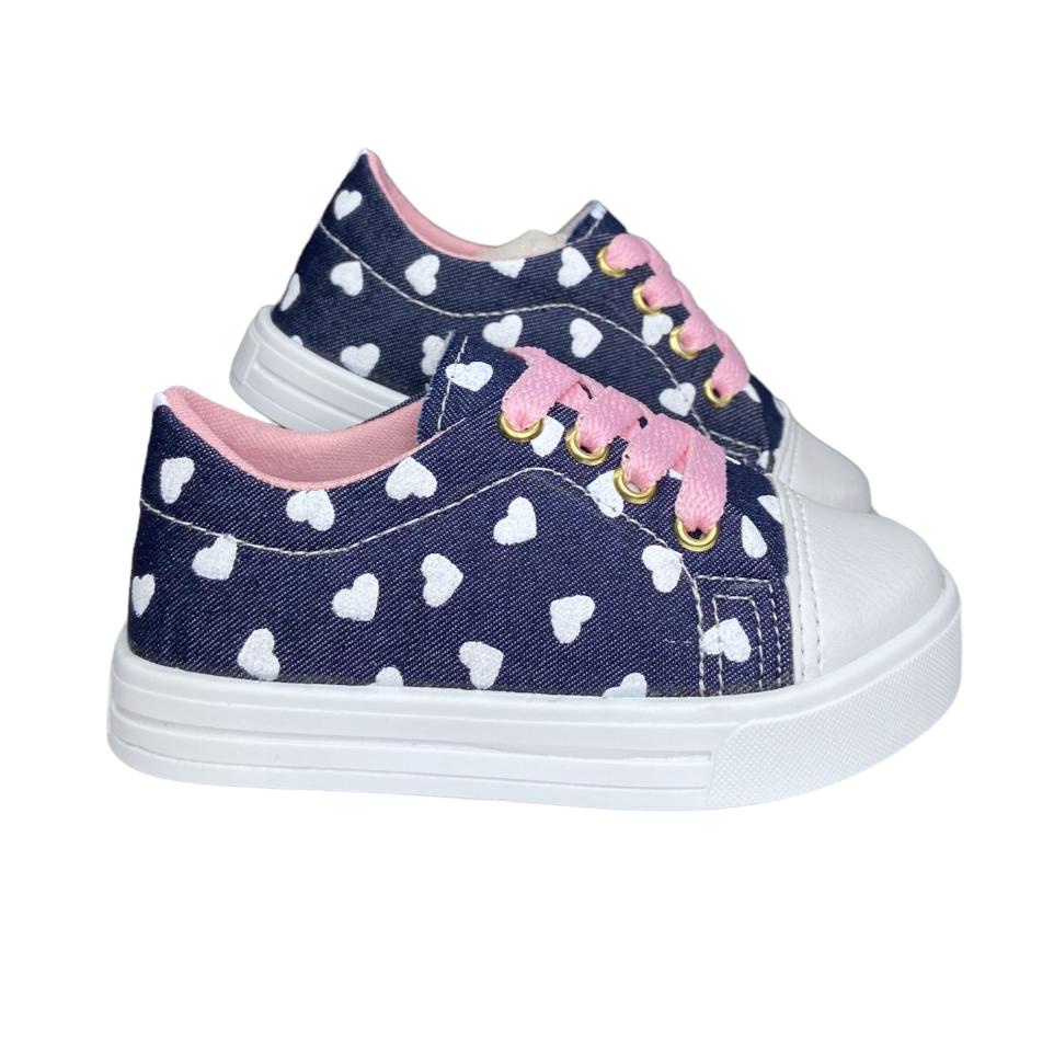 Tenis Infantil Menina Confortavel Jeans Coracao 20 Ao 34 em Oferta na Shopee