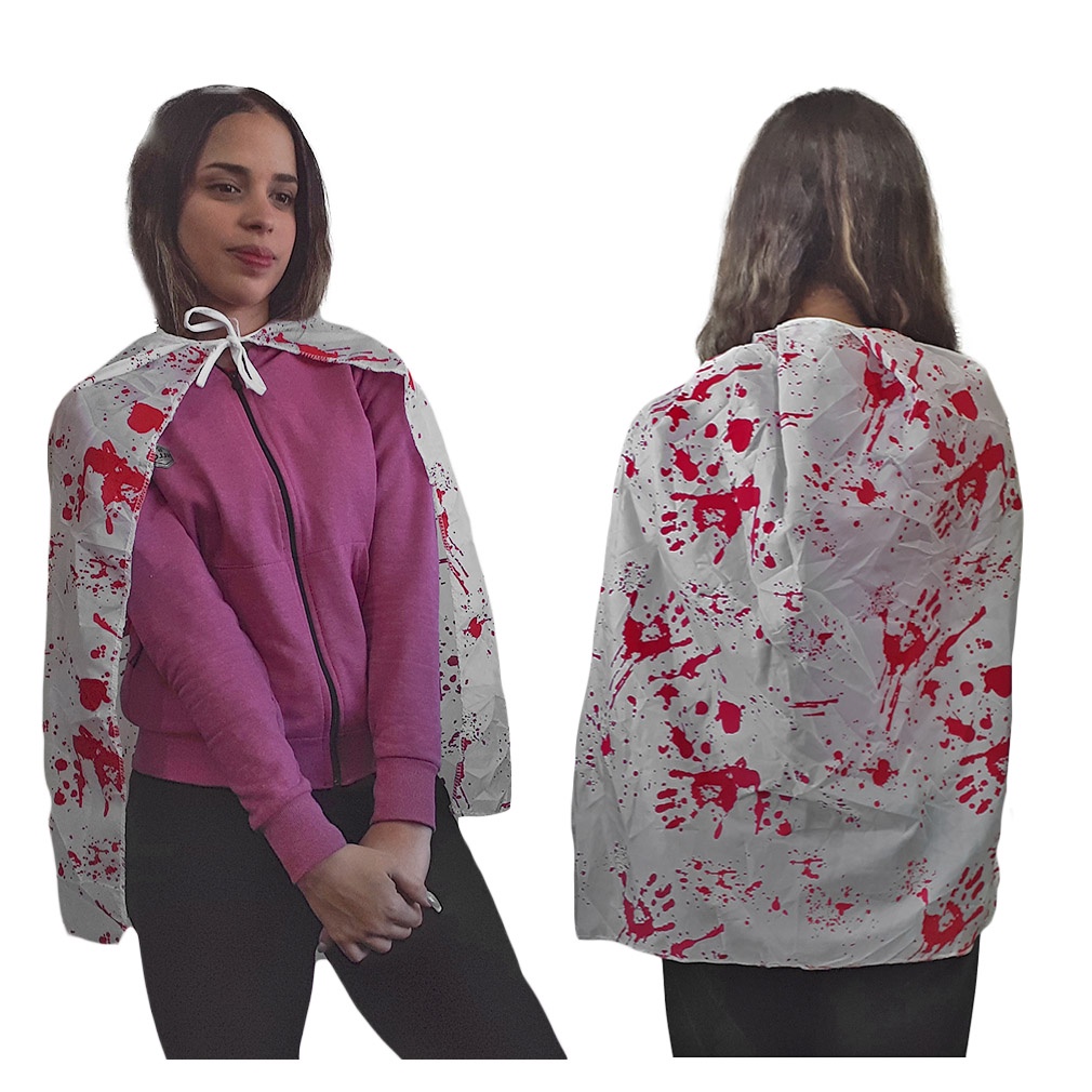 Capa Branca Infantil Halloween com Sangue Bember 70cm