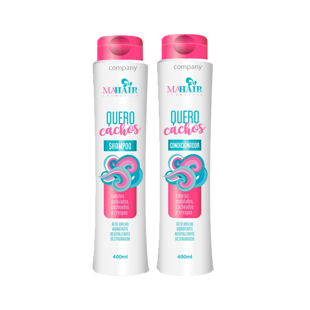 Shampoo e Condicionador Quero Cachos Mahair Cosmetics 2 produtos
