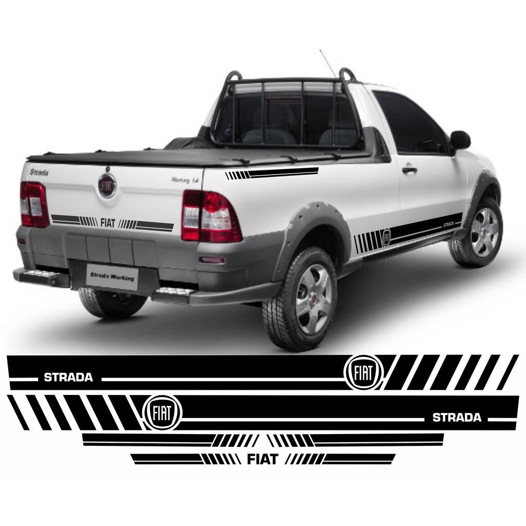 Kit 5 Adesivo Faixa Lateral Fiat Strada Sport Acessório
