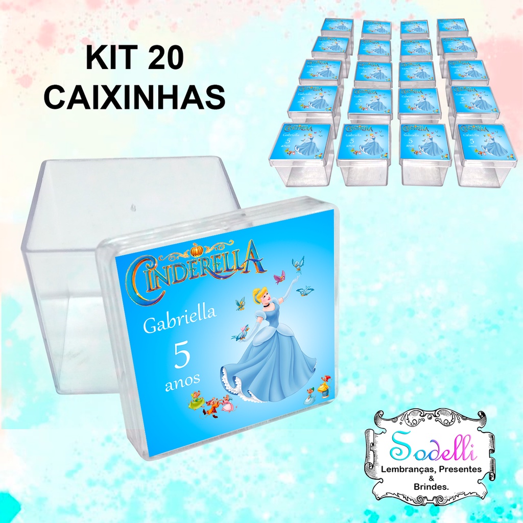 20 Lembrancinhas Cinderela - Caixinhas Acrílicas Personalizadas
