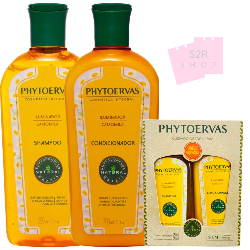 Phytoervas Kit Iluminador Shampoo 250ml + Condicionador 250ml Camomila Ilumina e aumenta brilho