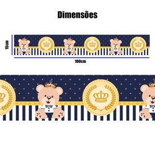 Faixa Decorativa Adesiva Urso Principe Azul Marinho Infantil P/ Quarto Criança Papel de Parede