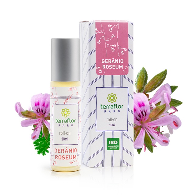Roll-on GERÂNIO ROSEUM Perfume natural de gerânio roseum para aromaterapia Terra Flor - 10ml - TERRAFLOR