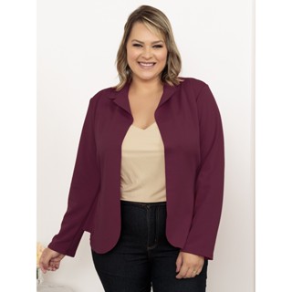 Blazer 1056 casaquinho feminino neoprene casaco curto social Plus Size G1 ao G4