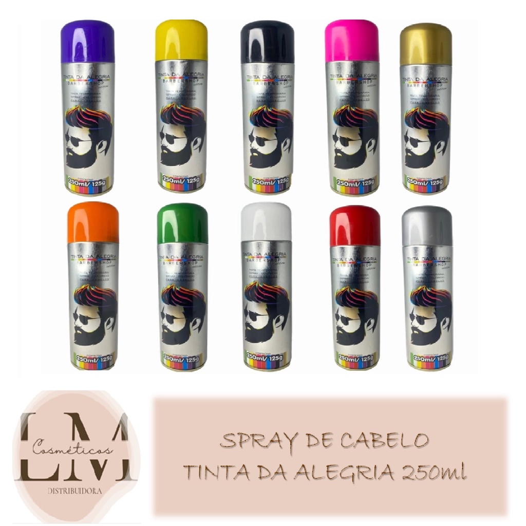 Tinta da Alegria Spray Para Cabelo Temporária Barbershop 250ml Colorida em Oferta na Shopee