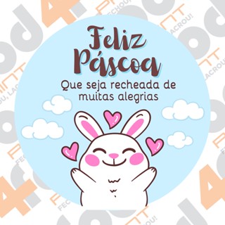 100 Adesivos Comemorativos Feliz Páscoa - 4cm Redondo -