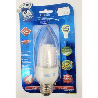 Lâmpada Vela Led 2,4w 48 Leds 2700k e/ou 6500K E27 Bivolt  Branco Quente / Branco Frio Low Decorativa Decoração 3000k
