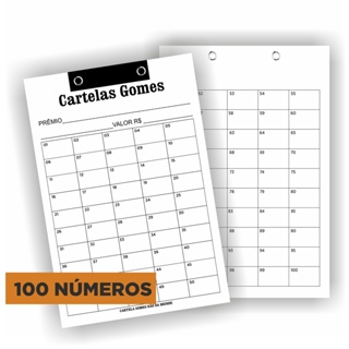 Cartelas de rifas c/ 100 NUMEROS (NUMERAL) em Oferta na Shopee