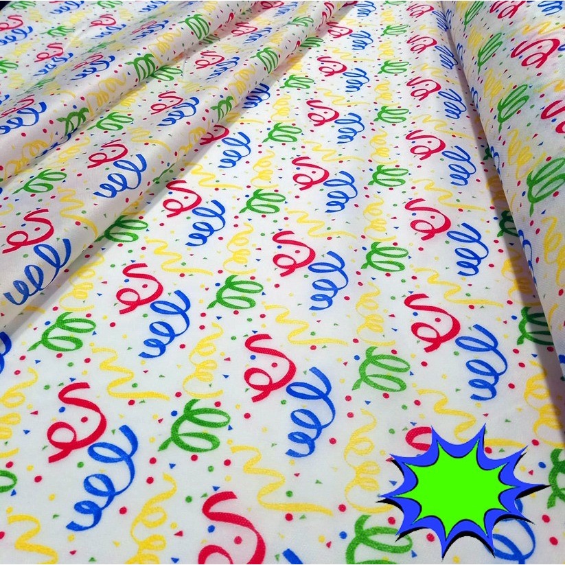 TNT Estampado Carnaval Folia Confete e Serpentina 7,00m X 1,40m