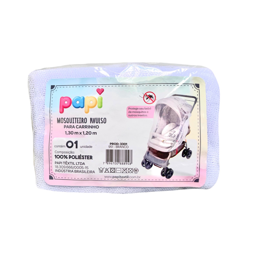 Mosquiteiro Para Carrinho Berço Bebê Conforto Com Elástico Proteção Contra Insetos 1,30 m x 1,20 m