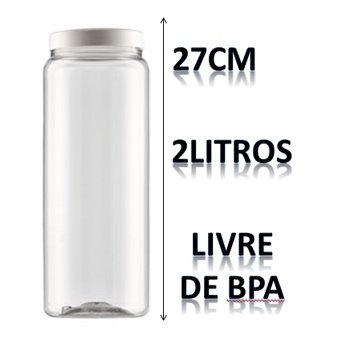 Pote De Plástico Modelo 2 Litros Transparente Tampa Color - Porta Mantimentos Plastico Utensílios De Cozinha
